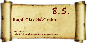 Bogáts Sándor névjegykártya